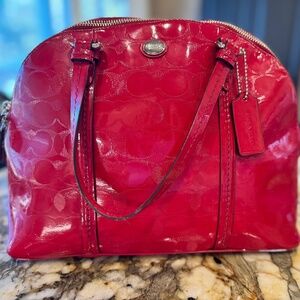 Coach Bright Red Leather Handbag